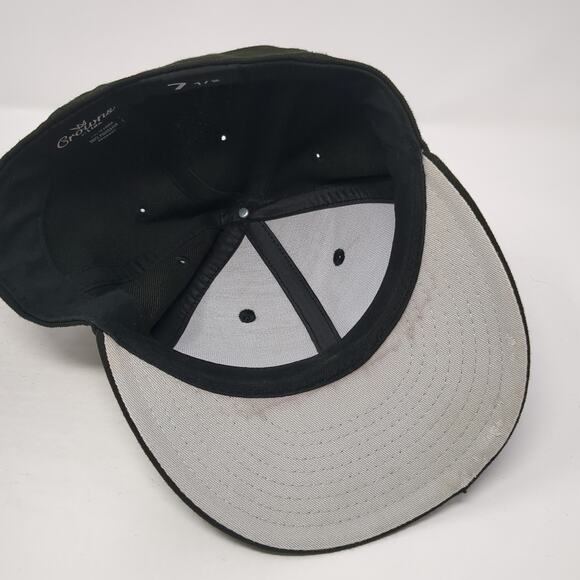 Crowns By Lids Fitted Baseball Cap Black 7 1/2 Vented Holes 6 Panel Blank Poly - Picture 7 of 9